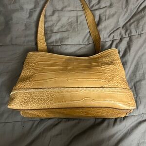 Crocodile-Embossed Tan Handbag Tommy Hilfiger